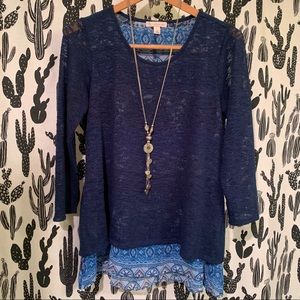 Dress Barn lined blue sweater blouse